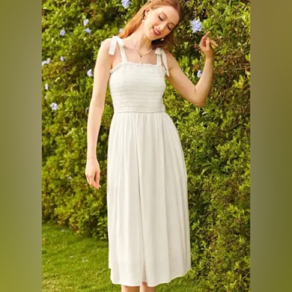 Modcloth Cream Maxi Dress with Tie Straps